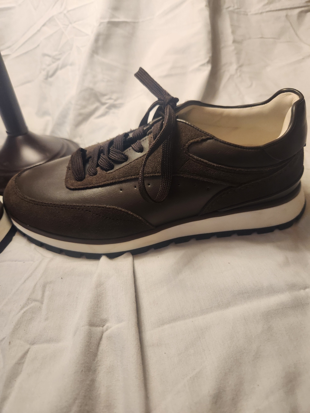 Zara Unisex Dark Brown Leather & Suede Sneaker Size 40 Men 7 Women 9